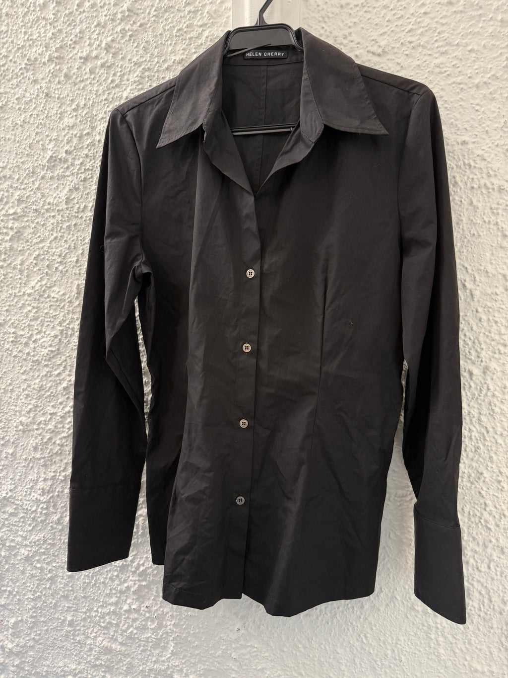 Helen Cherry Black Cotton Fitted Shirt Sz S😀11/8