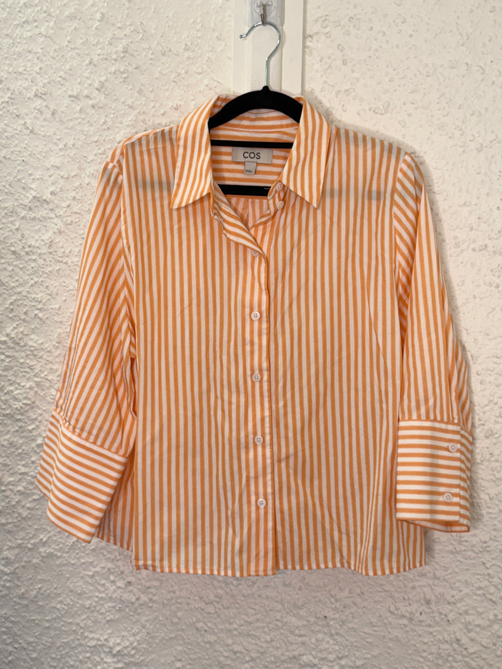 Cos Orange/White Striped Cotton Shirt Sz 8 😀9/10