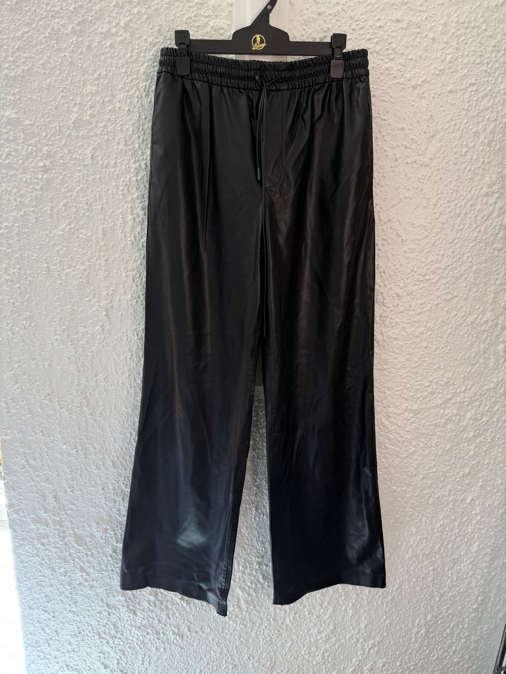 Zara Black Faux Leather Wide-leg Pants Sz S😀21/4