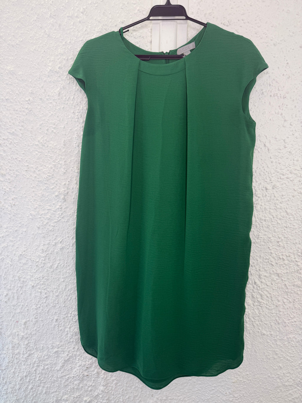 Cos Green Pleated Detail Shift Dress Sz 12 (40)😀18/8