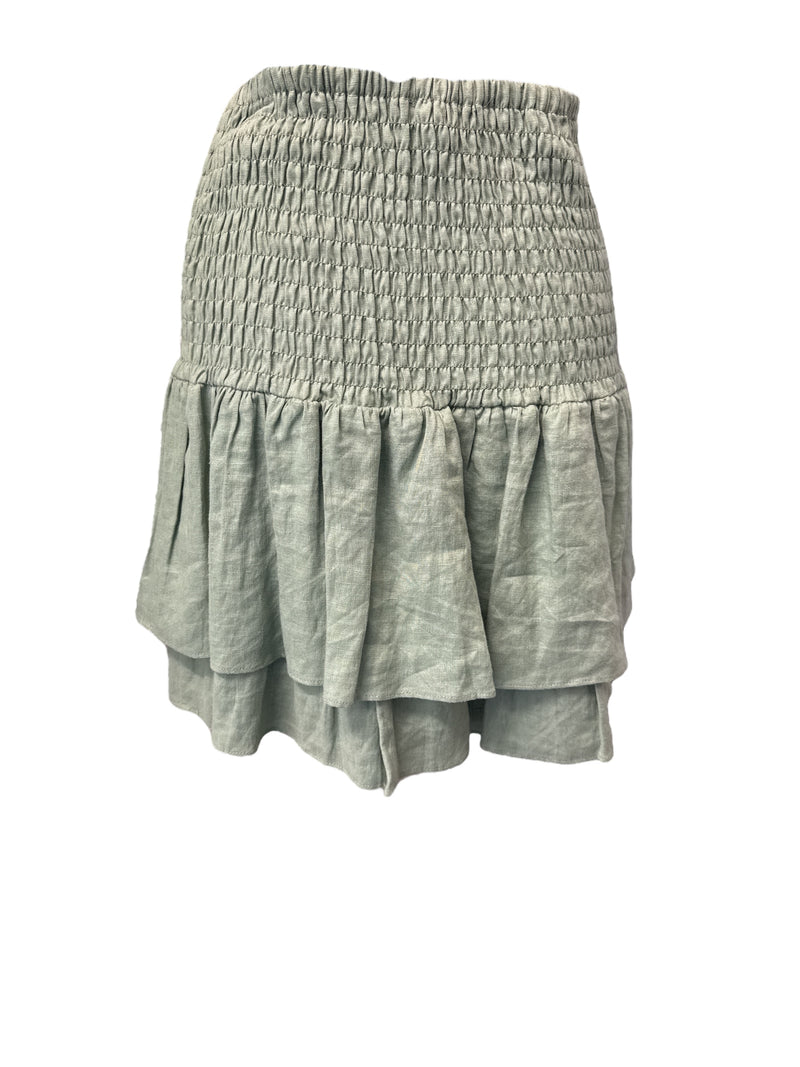 Seeking Lola Light Olive Linen Skirt Sz 10 ⭐️⭐️⭐️