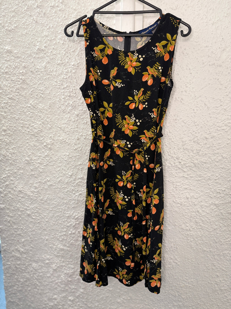 Princess Highway Black Viscose Bird Print Dress Sz 6😀23/10