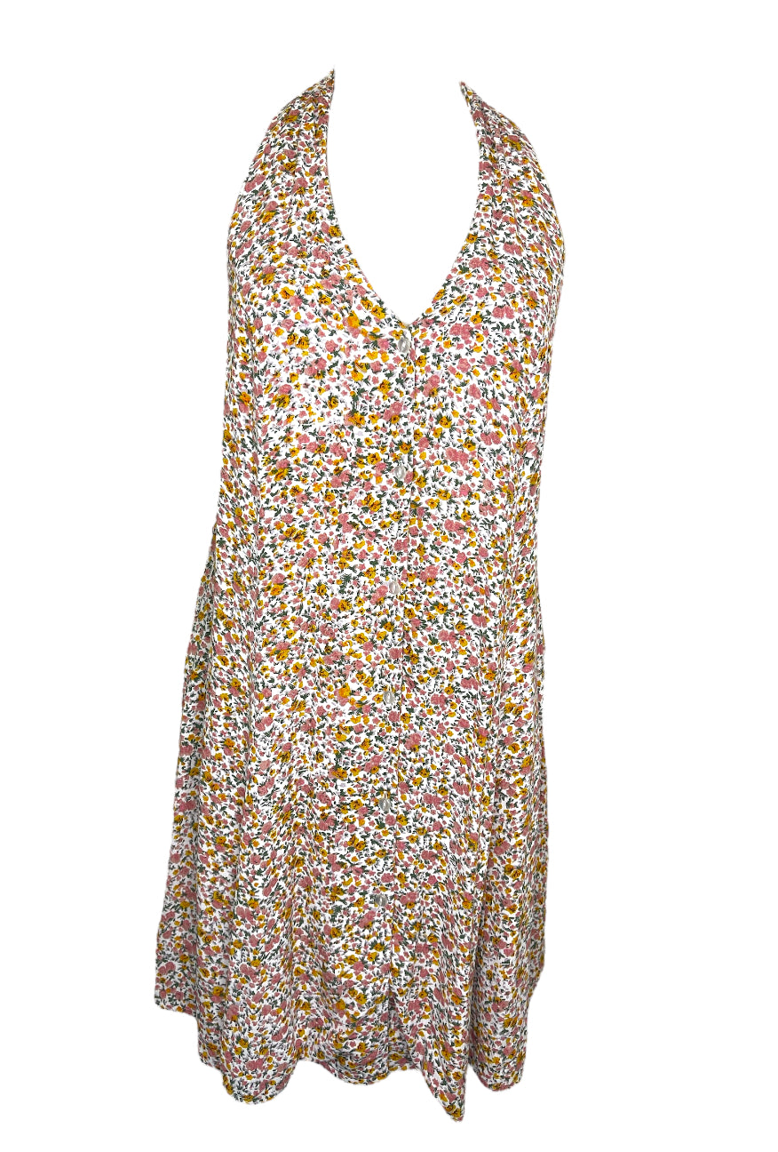 Rolla’s Pink/Yellow Floral Halter-neck Dress Sz 12 💛