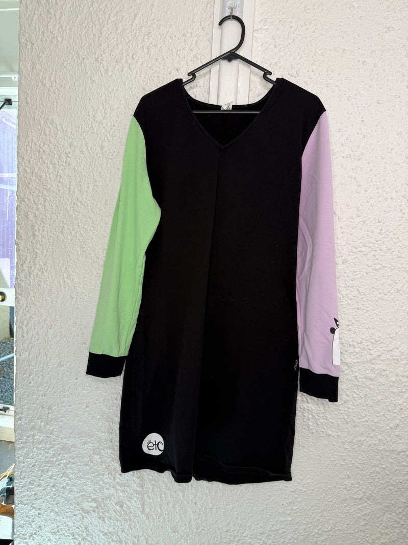 ETC Black/Green/Purple Cotton Dress Sz L😀1/9