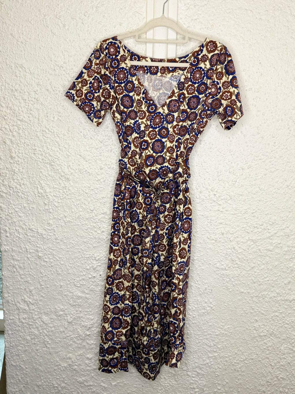 Vanilla Ink Eggplant/Blue Floral Dress No Sz (best fit Sz 8)😀22/9
