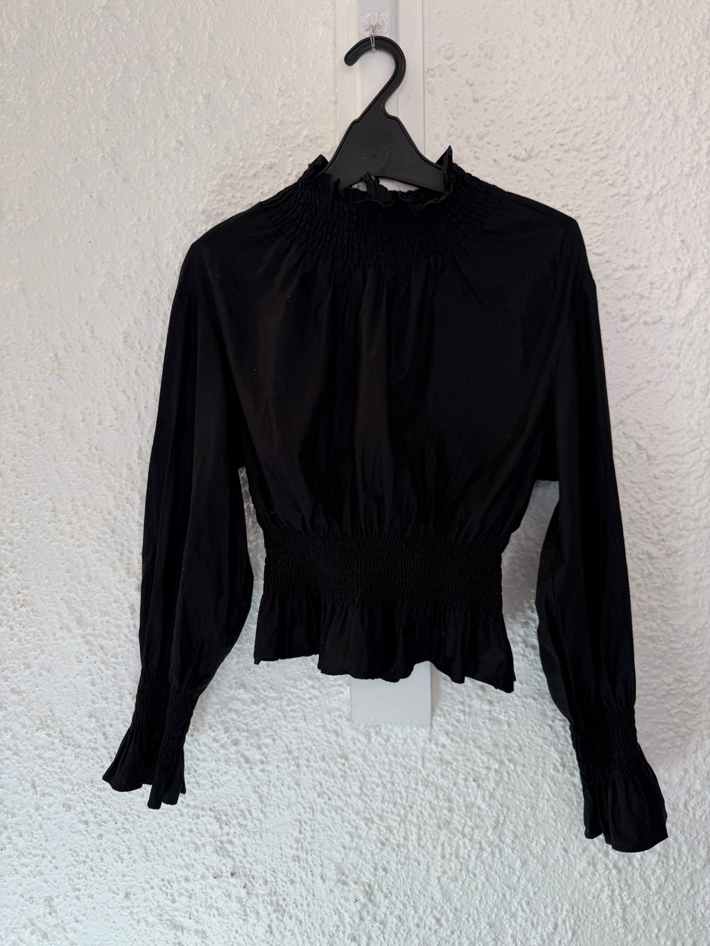 H&M Black Cotton Ruched Detail Top NZ Sz 8😀5/6
