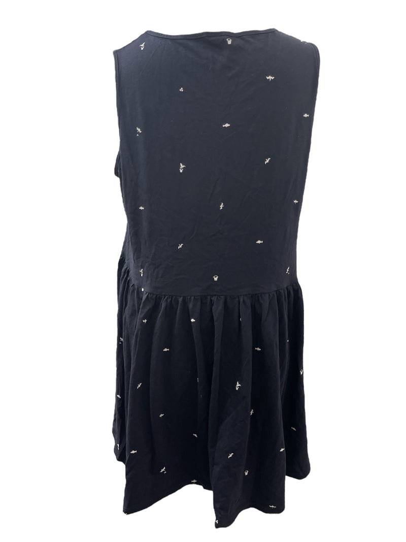 No Label Label Black Seagull Print Dress No Sz (best fit Sz 8-10)