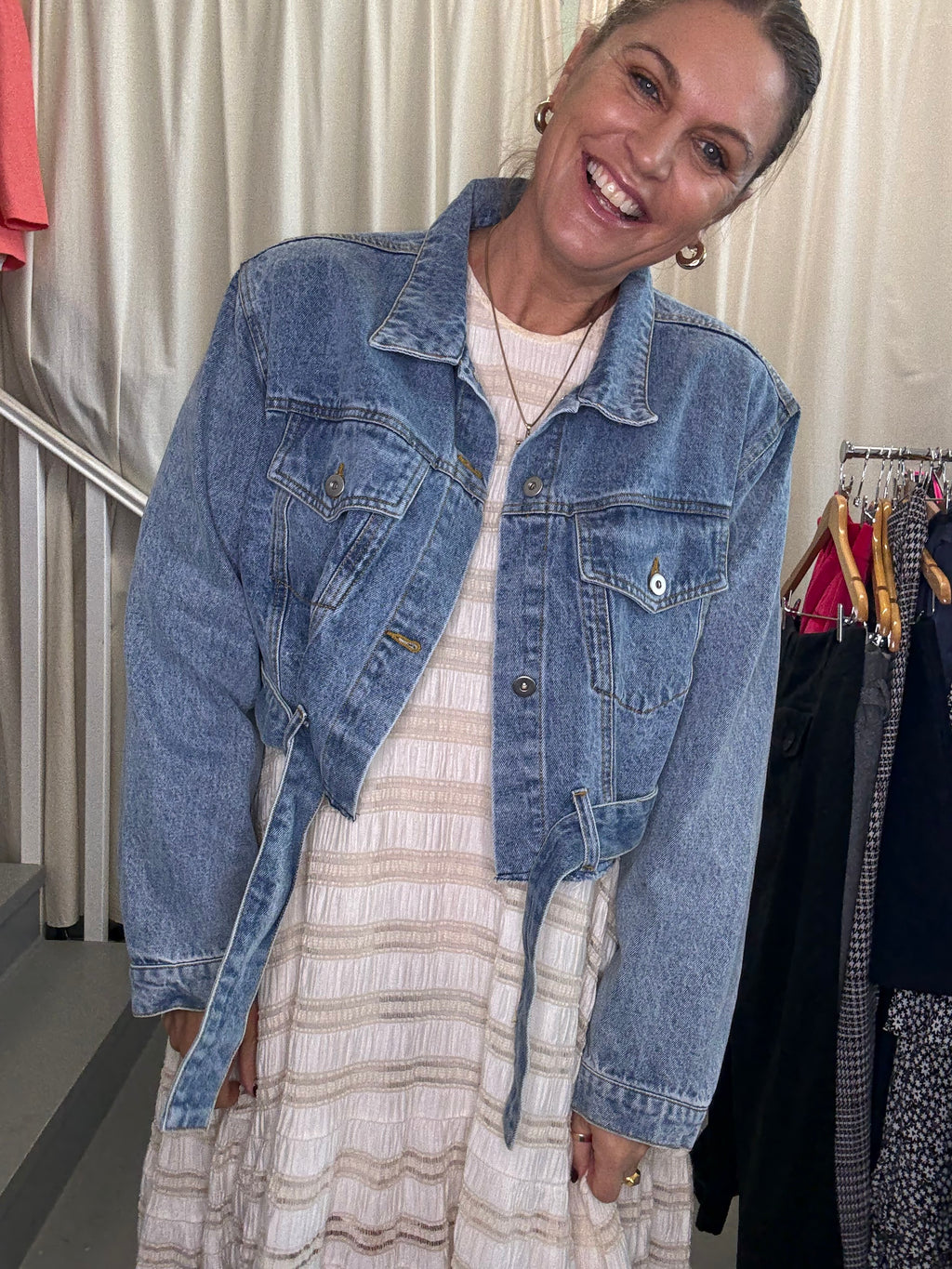 Yumomo Collection Cropped Denim Jacket SzL