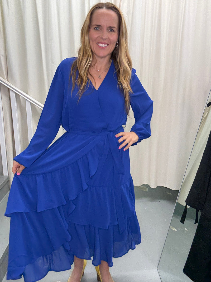 Gloss the Label Blue Wrap Dress Sz16