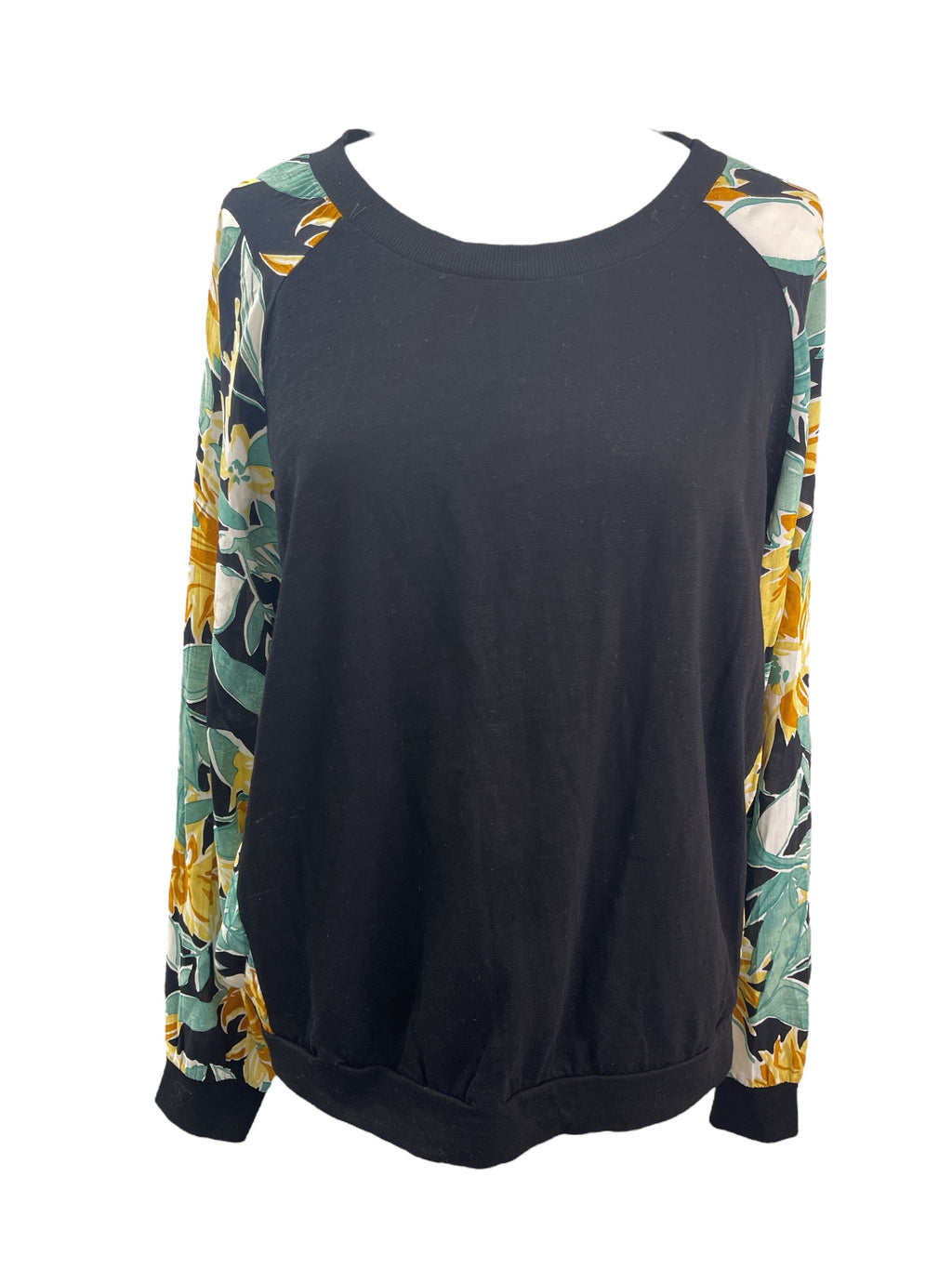 Ketz-Ke Black/ Floral Sleeves Top Sz 12💚💚