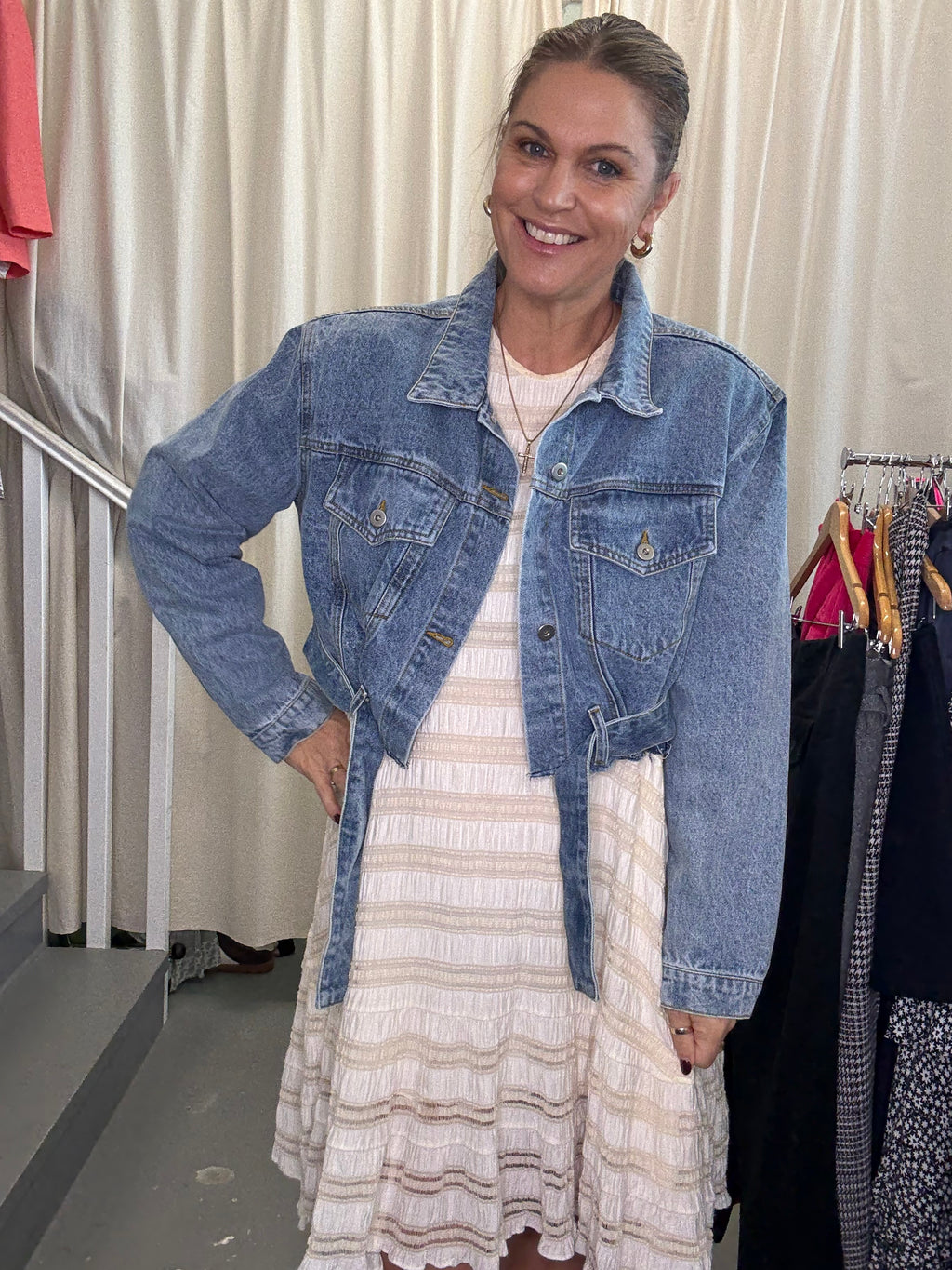 Yumomo Collection Cropped Denim Jacket SzL