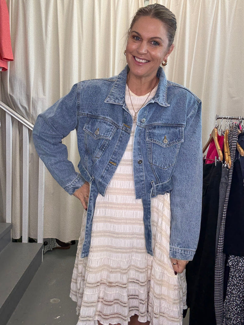 Yumomo Collection Cropped Denim Jacket SzL