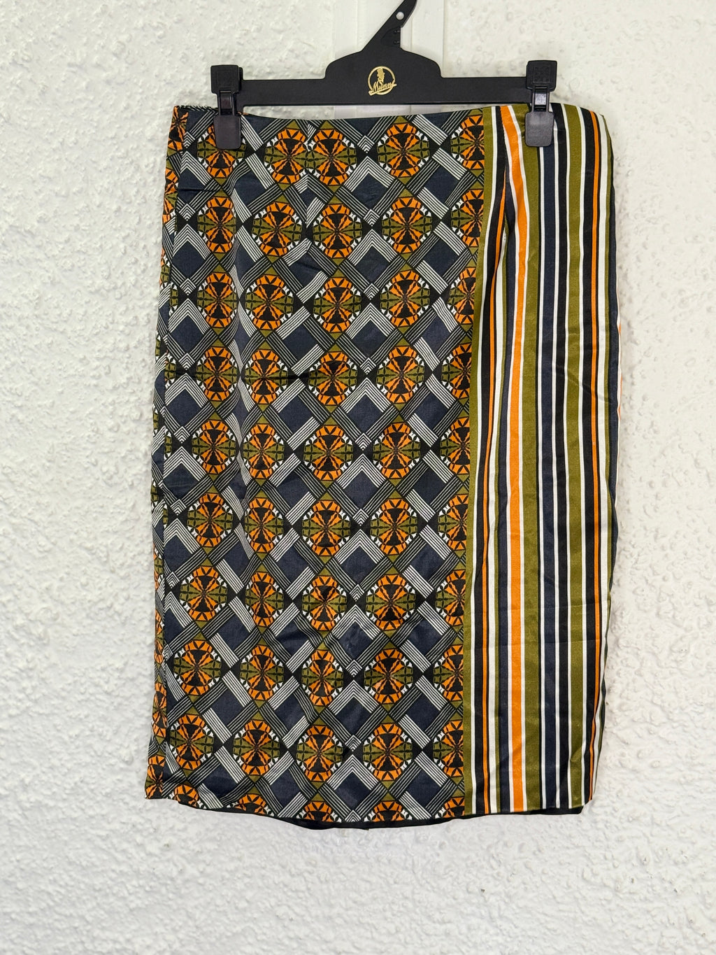 Cue Green/Orange Viscose Cotton Abstract Print Skirt Sz 8😀25/9