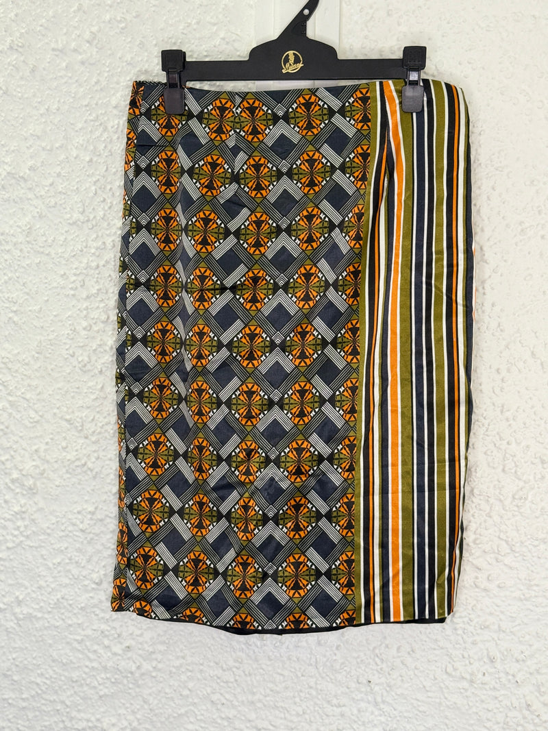 Cue Green/Orange Viscose Cotton Abstract Print Skirt Sz 8😀25/9