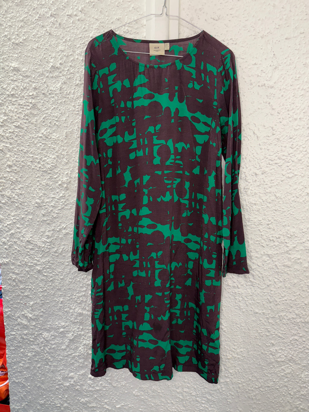 Elk Eggplant/Green Abstract Orint Dress Sz 8😀11/8