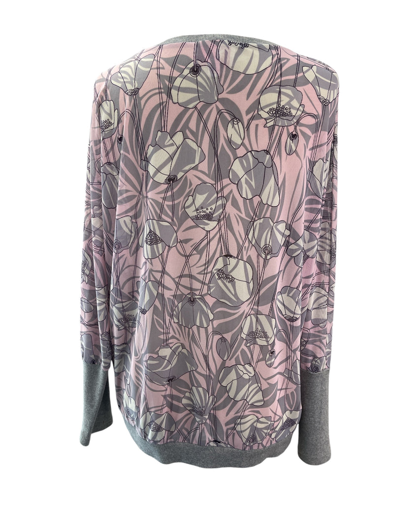 Charlo Grey/Pink Floral Top Sz 10 🩷