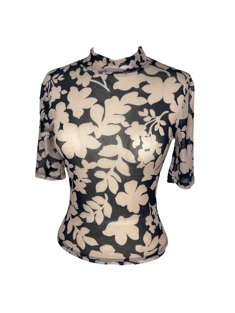 Staple the Label Beige/Black Floral Printed Top Sz 10 NEW! ⭐️ 🩷🩷