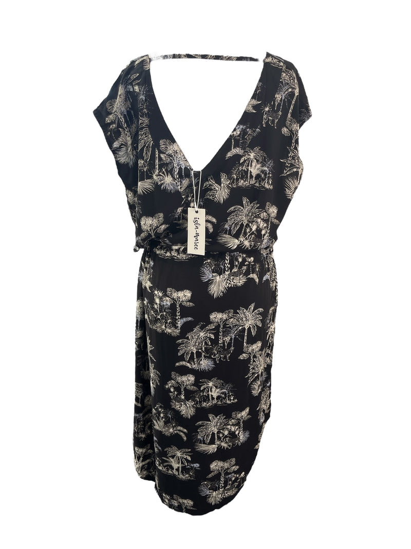 Isla-Maree Black Jungle Print Dress Sz 1 (Sz 12-14) NEW! ⭐️💚💚