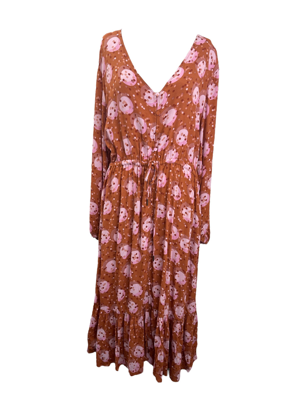 Elm Brown Floral Print Dress Sz 14 NEW! ⭐️ 💛