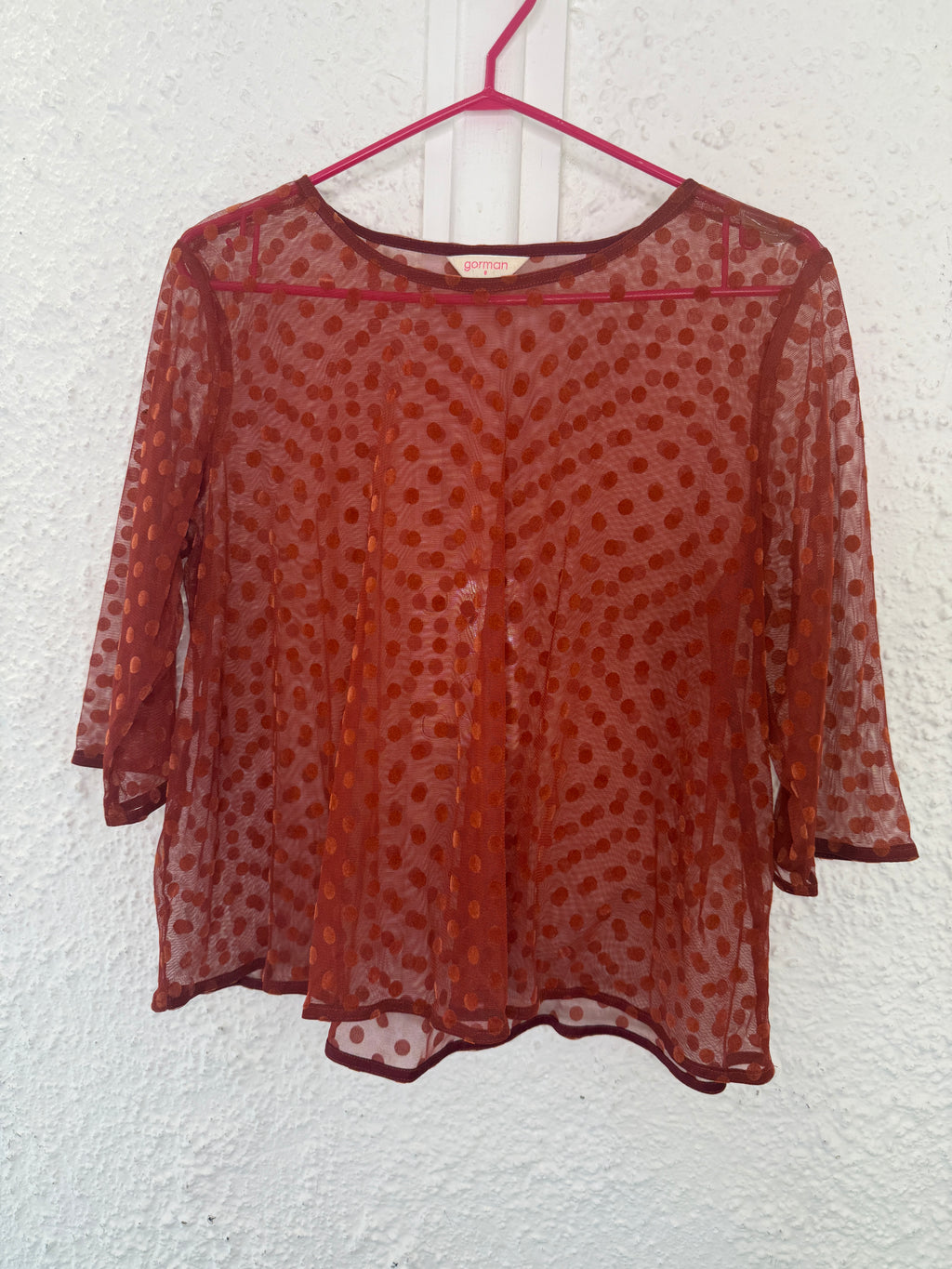 Gorman Sheer Rust Dotted Top Sz 8😀18/8