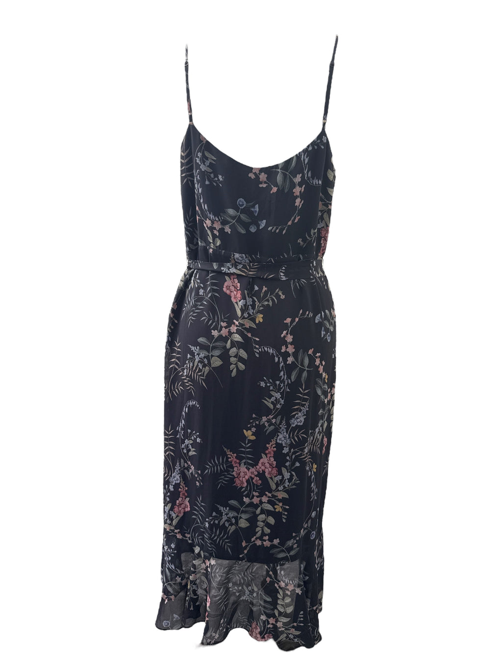 Max Black Floral Faux Wrap Dress Sz 12 💜