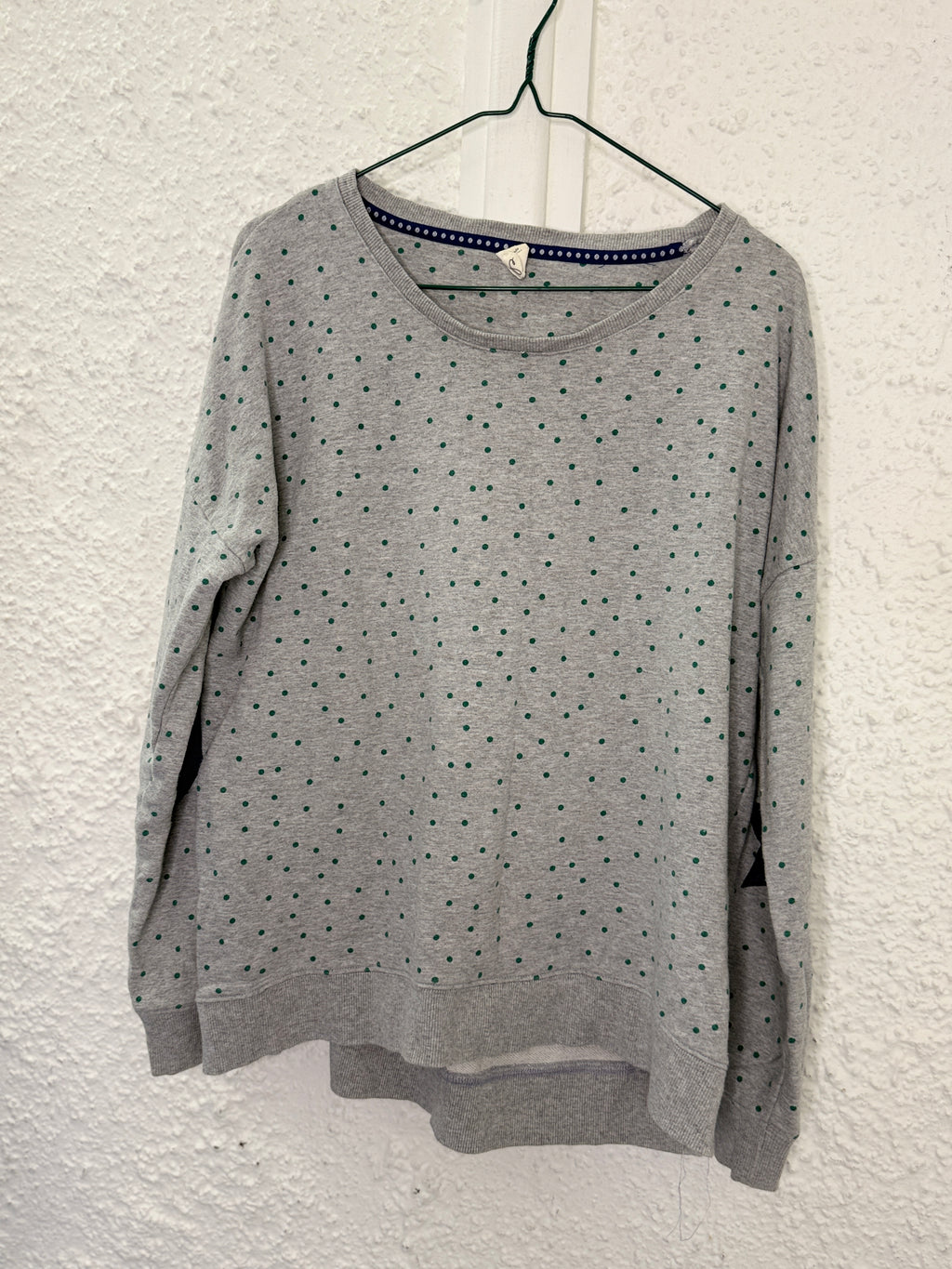 Elm Grey/Green Polka Dots Cotton Sweatshirt Sz 14😀13/10