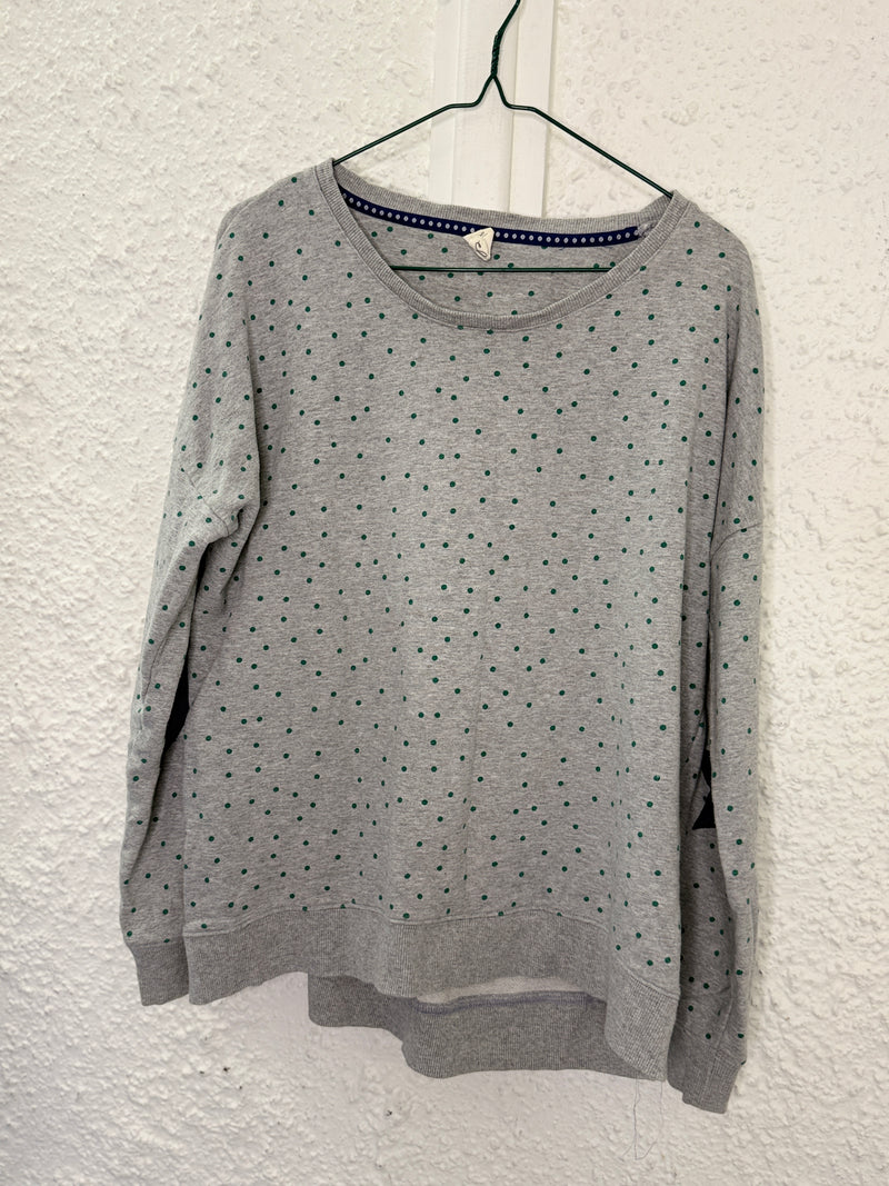 Elm Grey/Green Polka Dots Cotton Sweatshirt Sz 14😀13/10