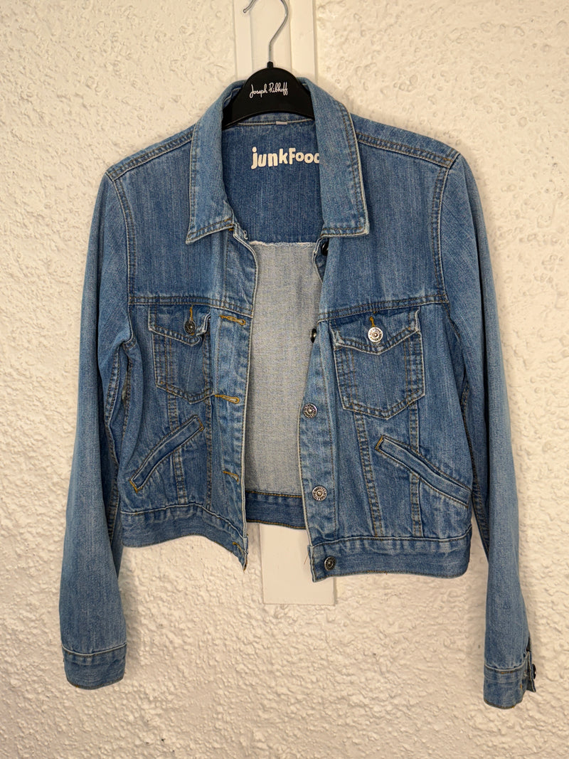 Junkfood Medium Blue Denim Jacket Sz S😀15/9