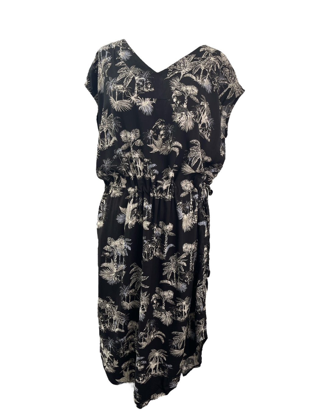 Isla-Maree Black Jungle Print Dress Sz 1 (Sz 12-14) NEW! ⭐️💚💚