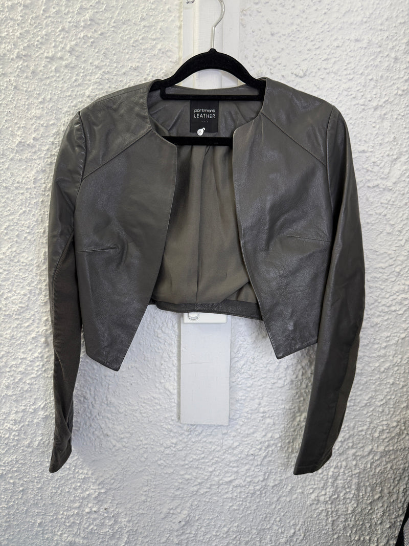 Portmans Grey Leather Bolero Jacket Sz 10😀24/4