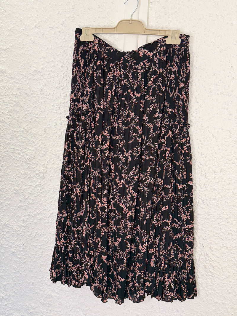 Seed Black Floral Midi Skirt Sz12😀9/10