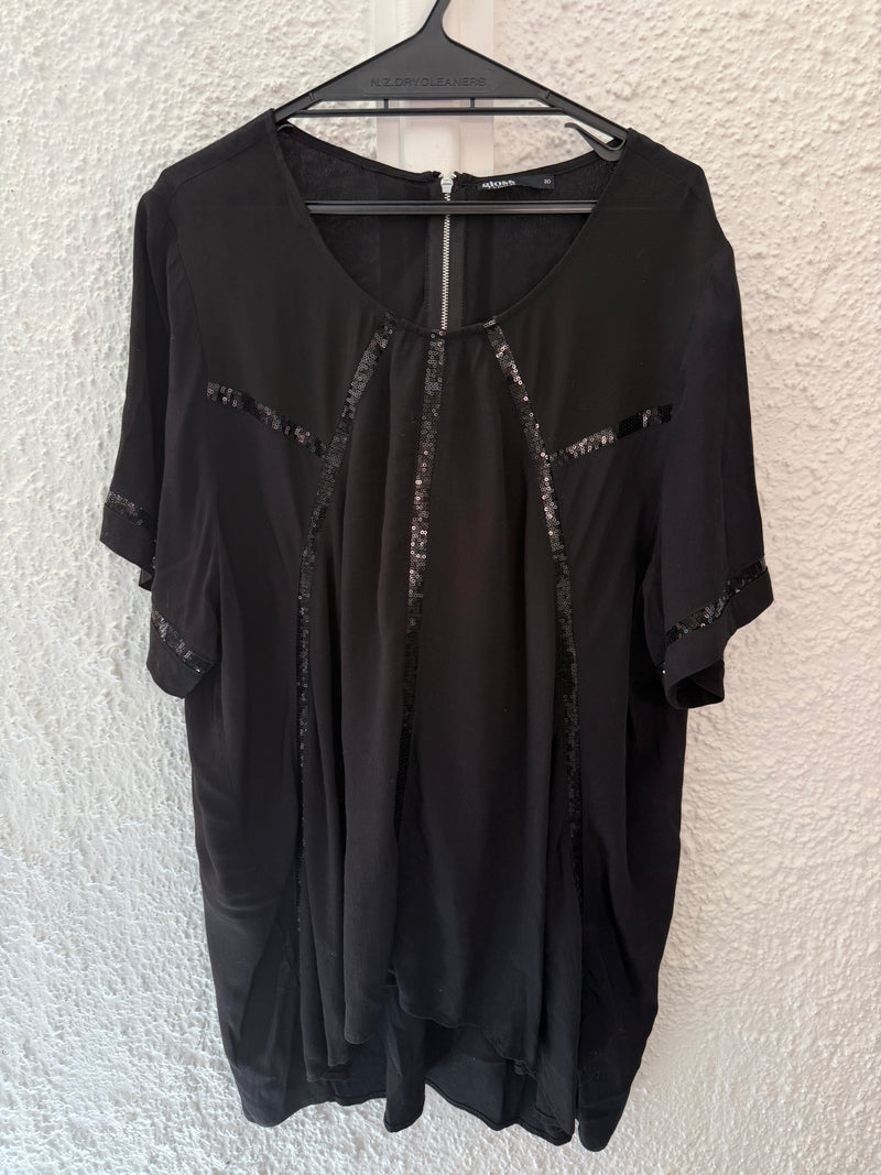 Gloss Black Sequin Top Sz 20 😀21/4