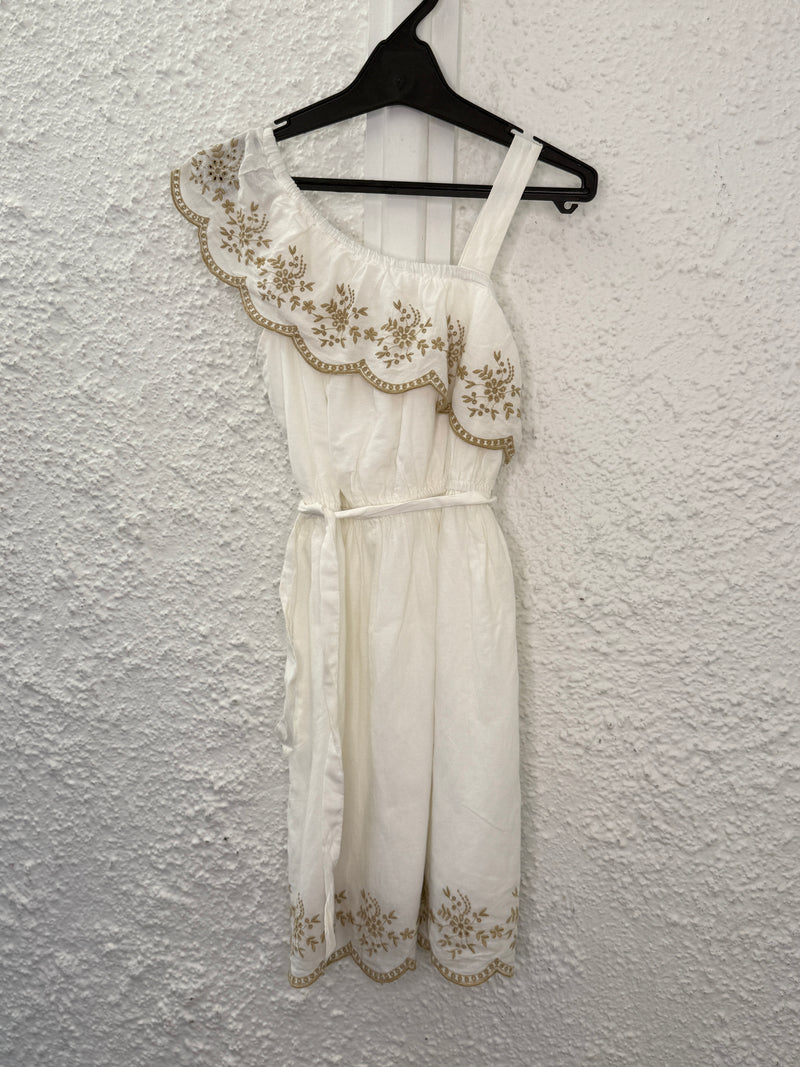 Kids Zara White/Beige Cotton Broderie Anglaise Dress Sz 13-14 yrs 😀17/11