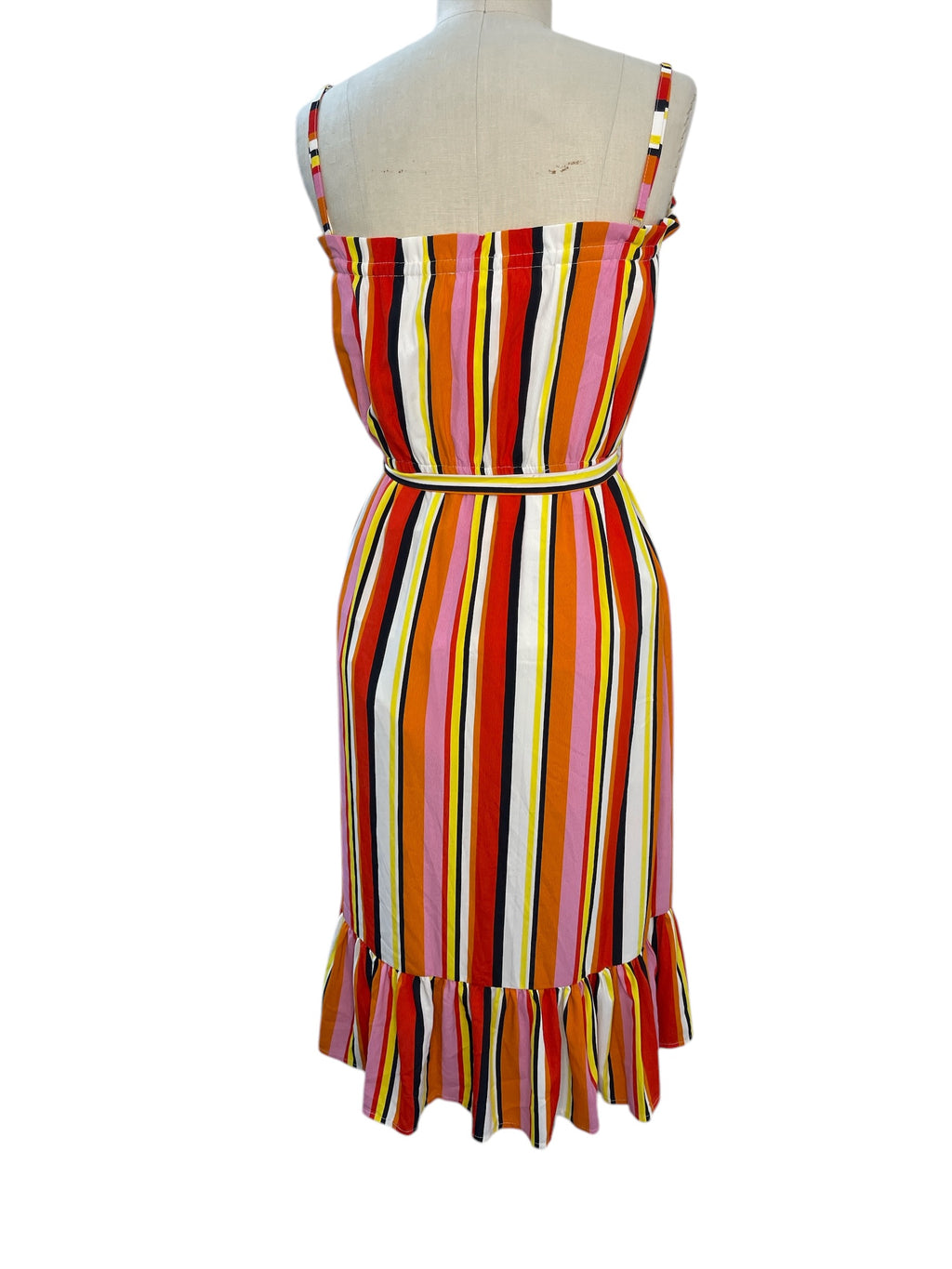 Charlo Red/Orange/Yellow Striped Dress Sz10 💙💙