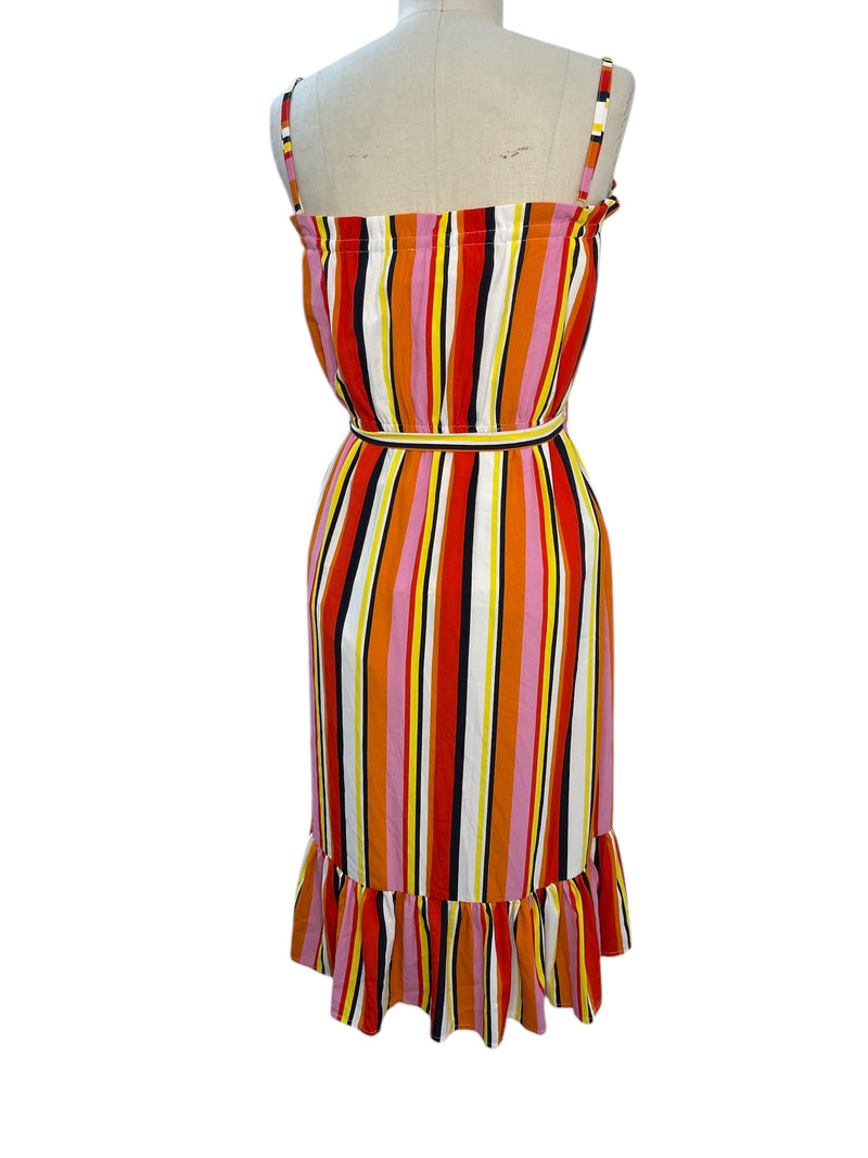 Charlo Red/Orange/Yellow Striped Dress Sz10 💙💙