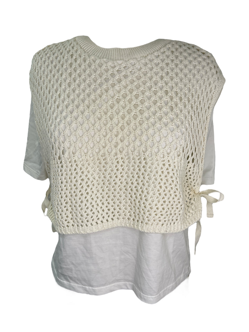 Zara Cream Crochet Top Sz S 🩷