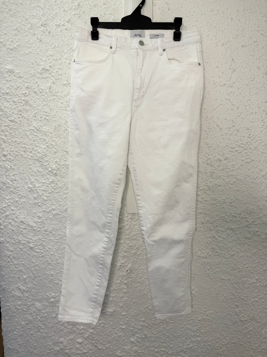 Lee Rider White high-rise hard denim jeans Sz 14😀4/12