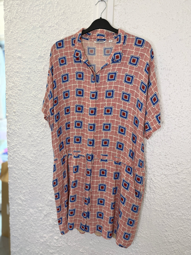 Country Road red/blue viscose abstract print dress Sz 14 27/11