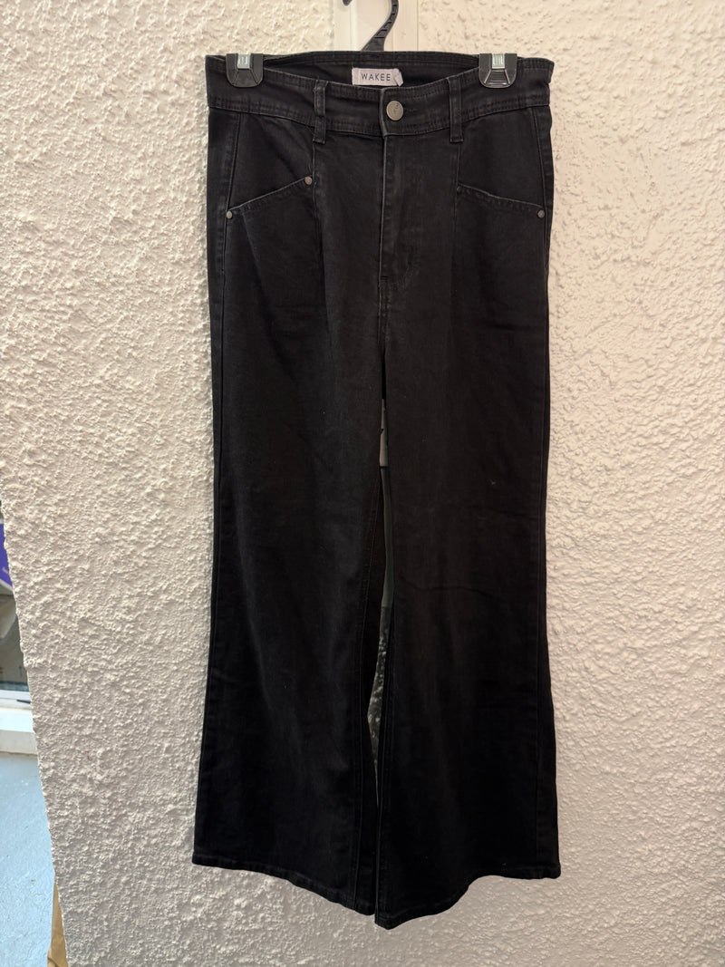 Wakee Black Wide Leg Jeans Sz 10 😀8/5