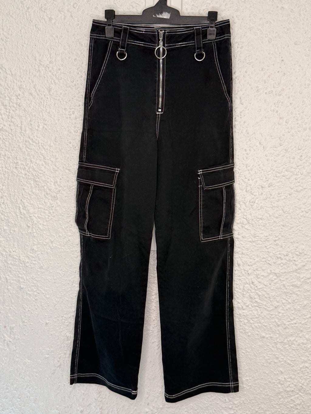 Dangerfield Black/White Stitching Cargo Pants Sz 8😀18/9