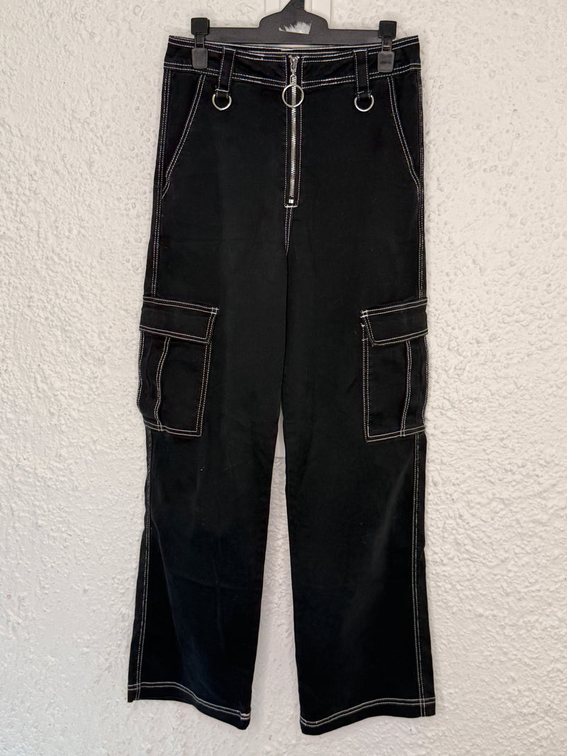 Dangerfield Black/White Stitching Cargo Pants Sz 8😀18/9