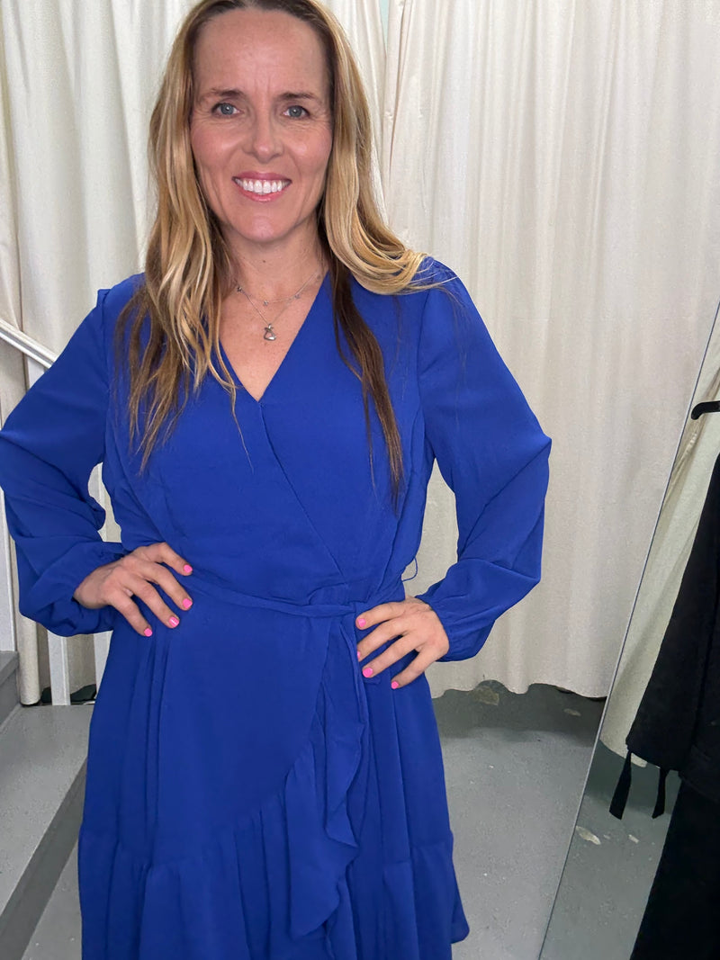 Gloss the Label Blue Wrap Dress Sz16