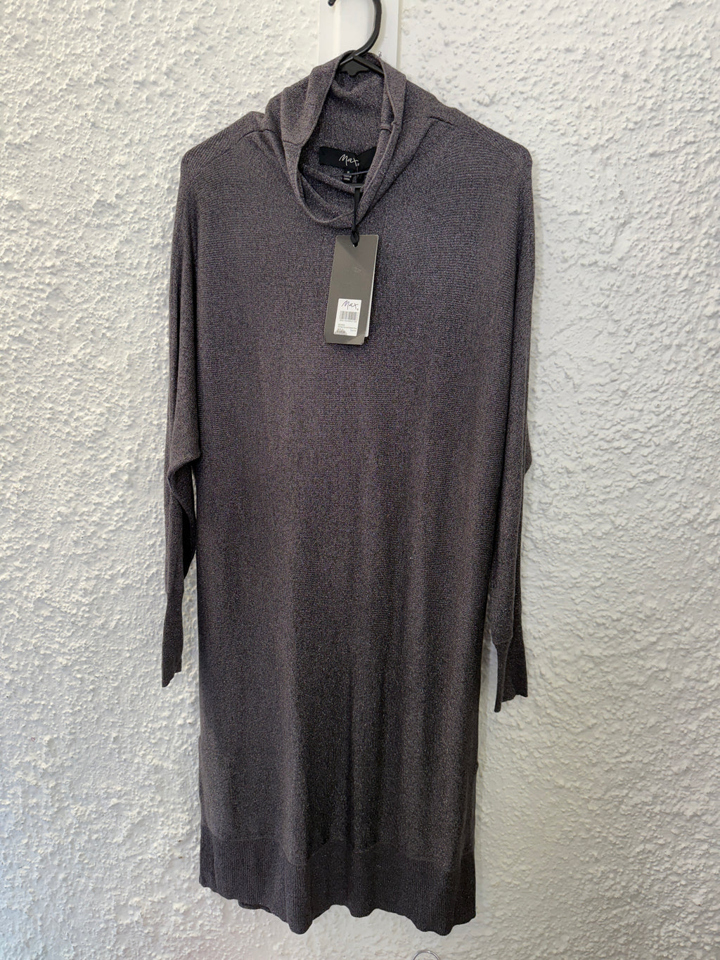 Max Grey Roll Neck Viscose/Lurex Oversized Sparkle Dress  Sz S NEW!😀2/6
