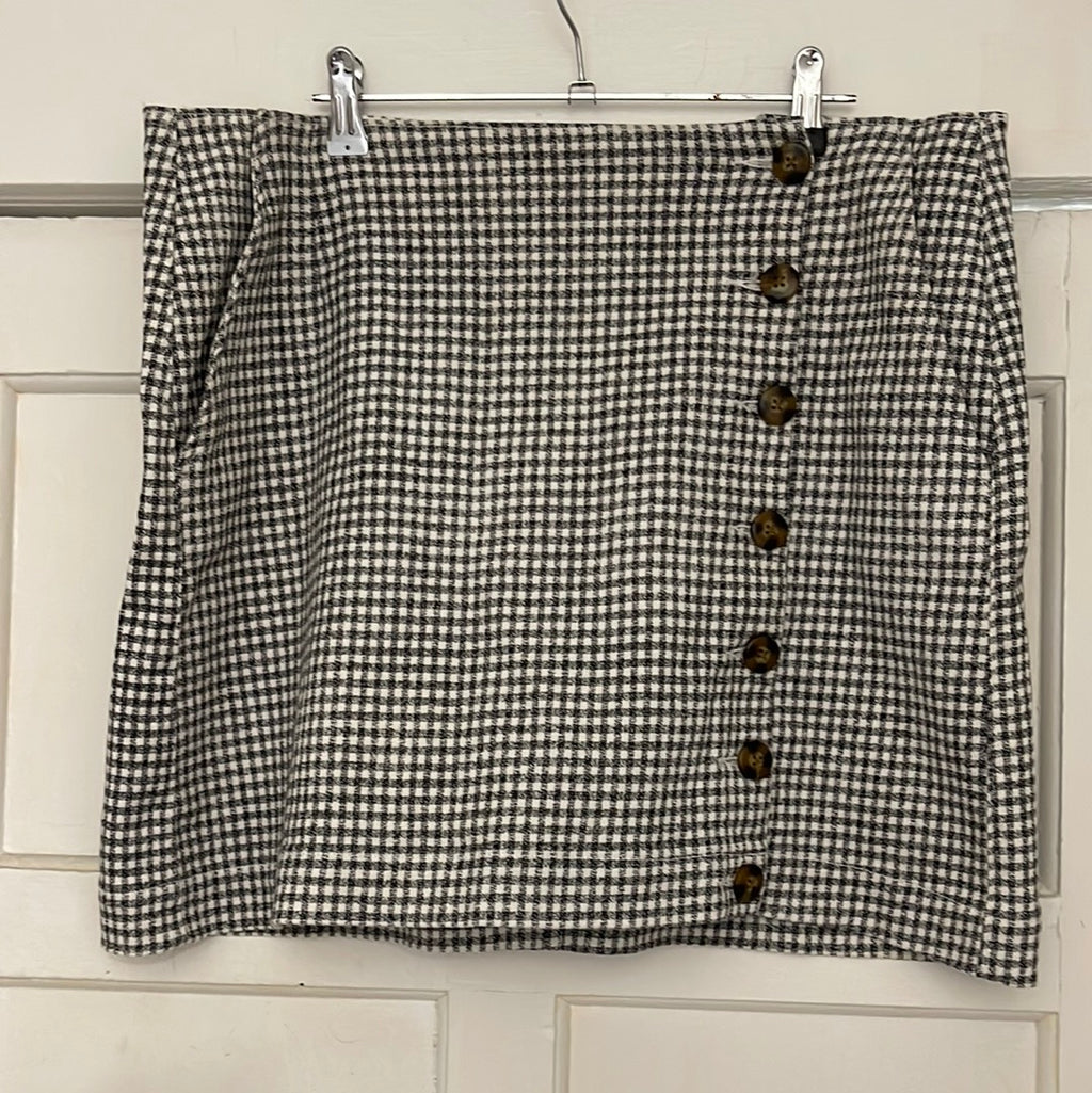Max Black/White Cotton Checkered Skirt Sz 16