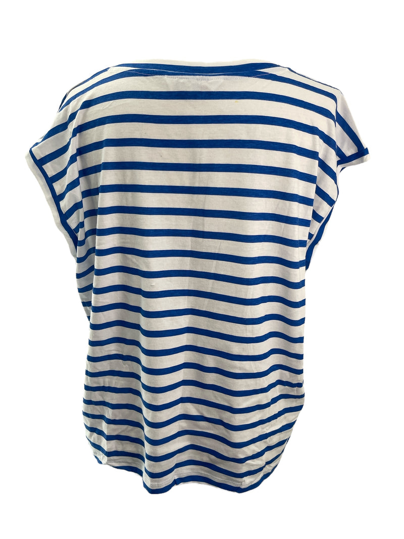 Compania Fantastica White/Blue Striped Top Sz XL 💚