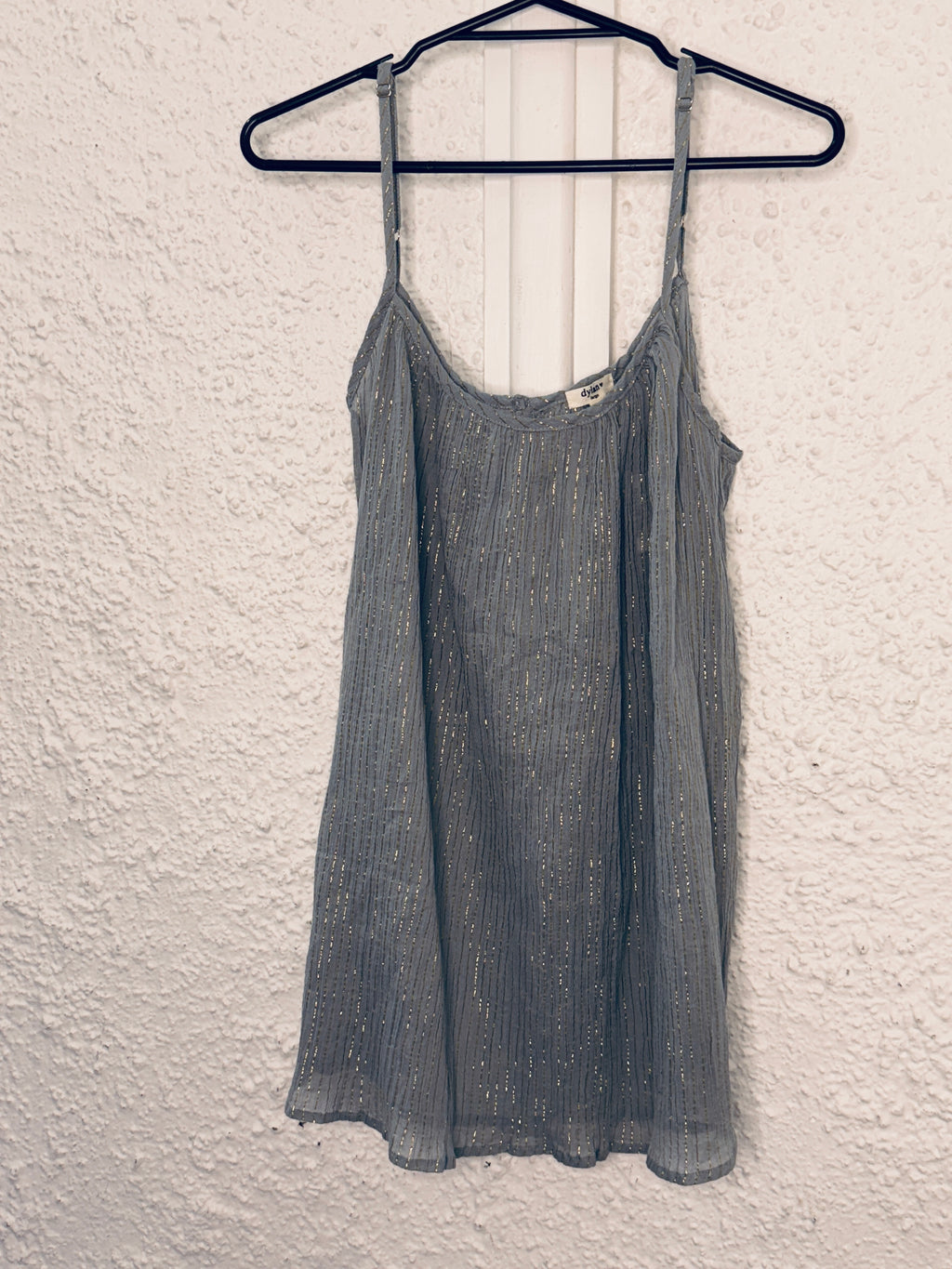 Dylan grey-blue/gold crinkled texture cotton cami Sz M NEW!😀11/12