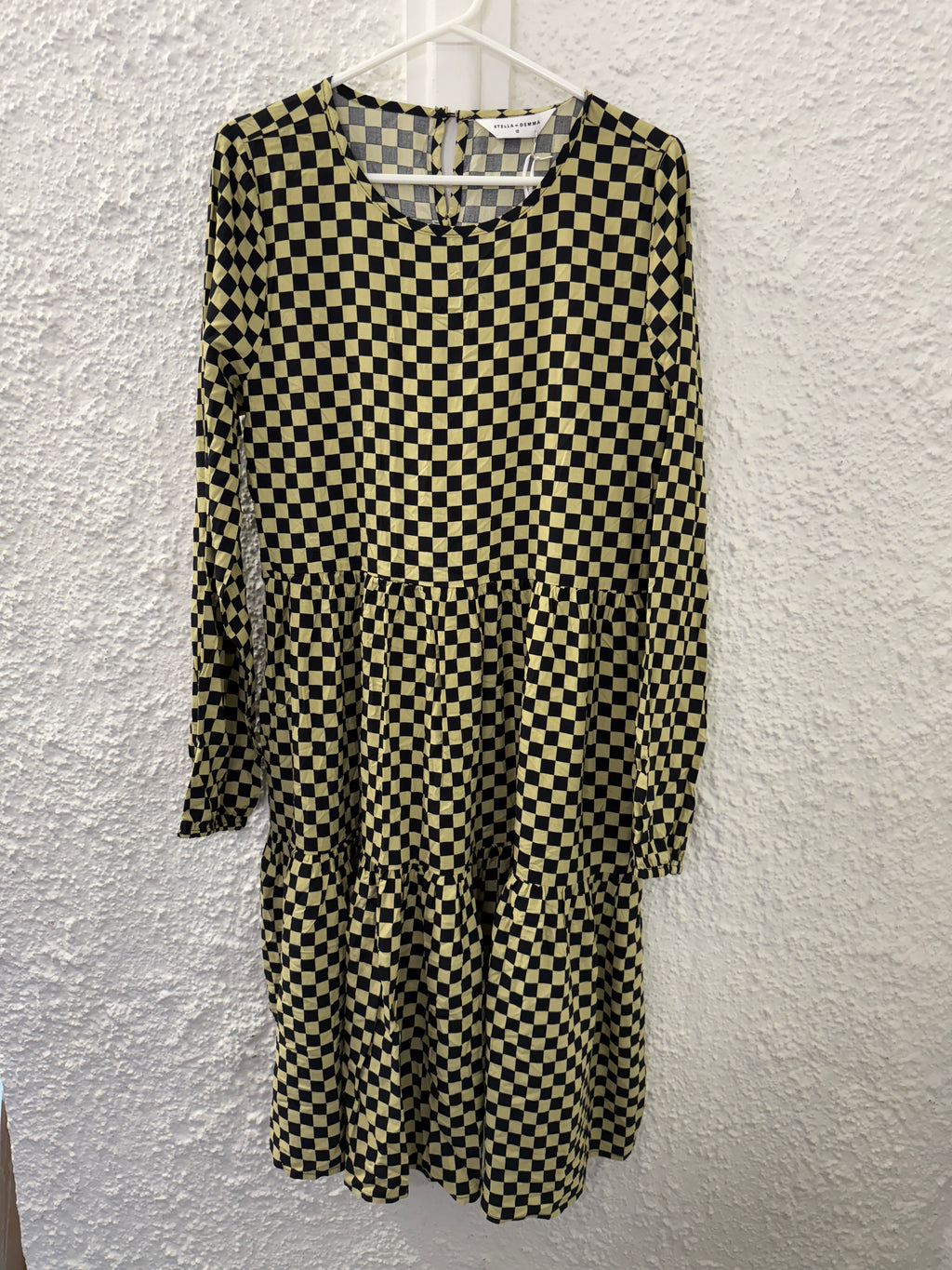 Stella + Gemma Green/Black Checkered Viscose Dress Sz 12 NEW! 31/7