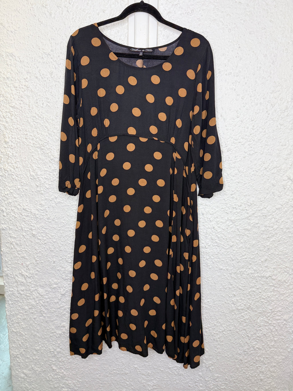 Willow & Tree Black/Brown Dots Rayon Dress Sz 10😀22/9