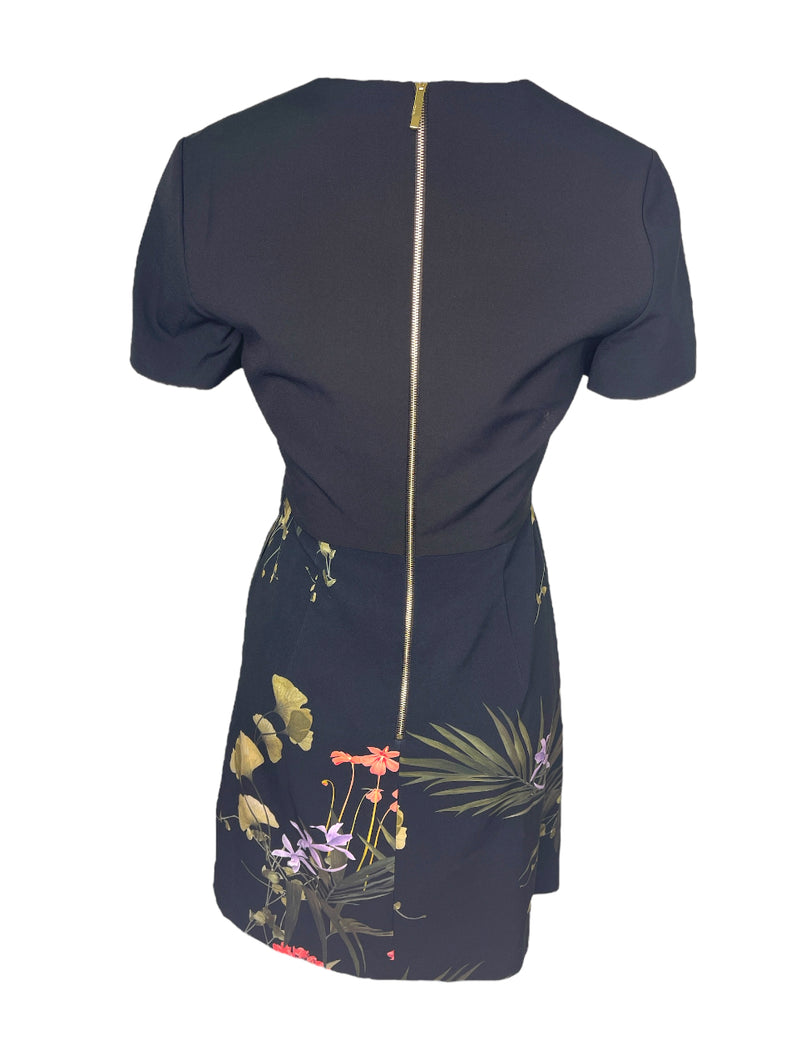 Ted Baker Black/Floral Dress Sz 2 (best fit Sz 8-10) 💚