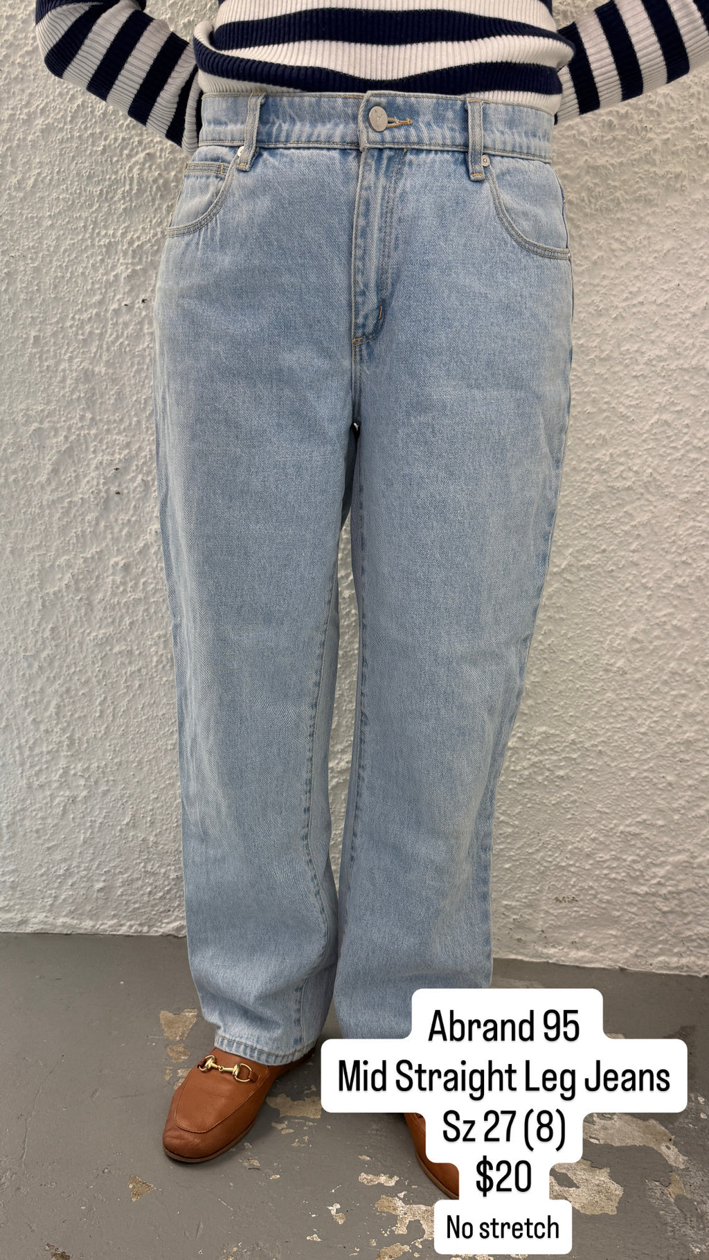Abrand Light Blue ‘95 Mid Straight Leg No Stretch Soft Denim Jeans Sz 27 (8) 😀10/7